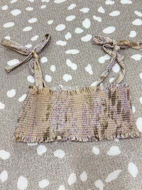 Zimmermann girls smocked bikini top swim squareneck tie straps adjustable floral